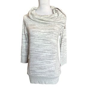 Ink Love & Peach Zip Cowl Neck Ultra Soft Pullover Sweatshirt 3/4 Sleeves Lounge